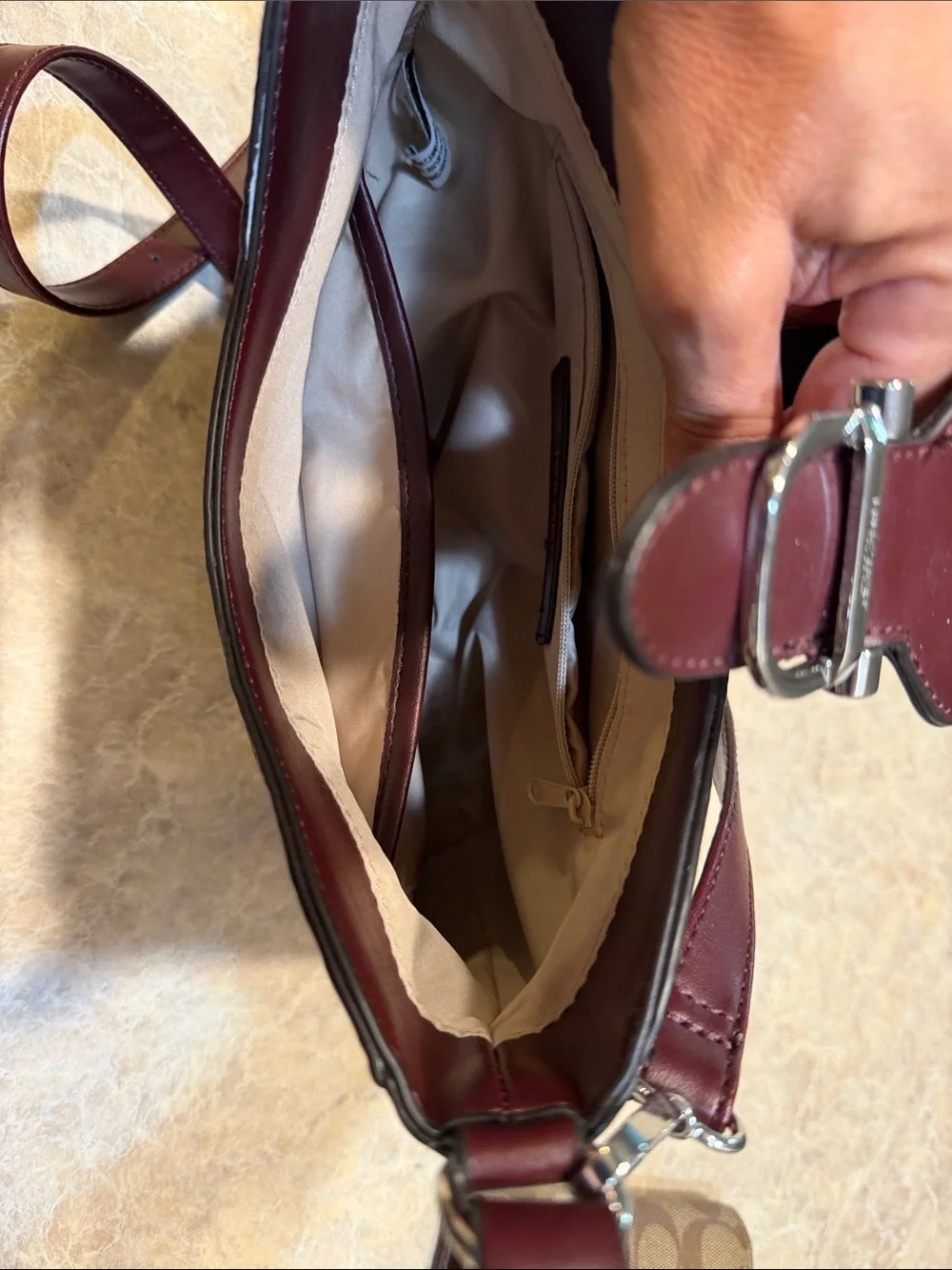 Nine West Burgundy Embossed Shoulder Bag